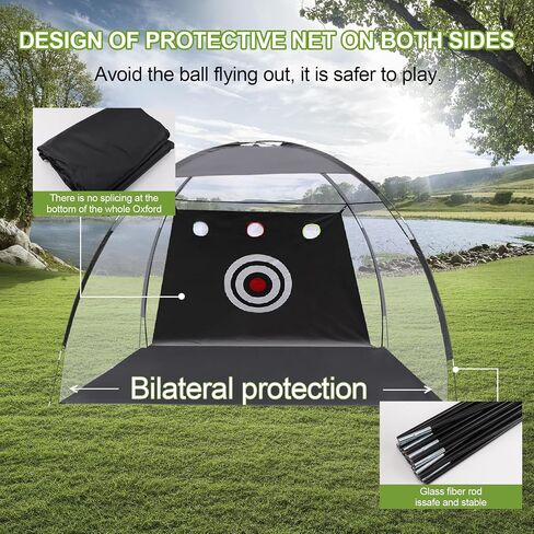Net 10x7ft Golf Practice Net for Backyard - نظام ضربات الشقوق مع MAT و 12 كرة ومحبي - طقم تدريب في الهواء الطلق/داخلي للرجال in Saudi Arabia