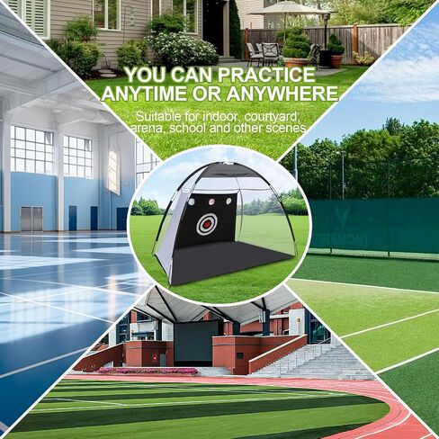 Net 10x7ft Golf Practice Net for Backyard - نظام ضربات الشقوق مع MAT و 12 كرة ومحبي - طقم تدريب في الهواء الطلق/داخلي للرجال in Saudi Arabia