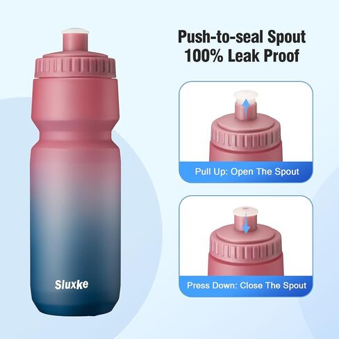 اضغط على زجاجة ماء 32 أوقية ، 2Pack دراجة ماء زجاجة تسرب ، 1000 مل BPA خالية لجميع اللياقة البدنية وركوب الدراجات السريعة صمام التدفق السريع in Kuwait