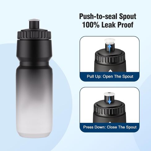 اضغط على زجاجة ماء 32 أوقية ، 2Pack دراجة ماء زجاجة تسرب ، 1000 مل BPA خالية لجميع اللياقة البدنية وركوب الدراجات السريعة صمام التدفق السريع in Kuwait