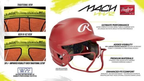 رولينغز | ماش Hi-Viz Fastpitch Softball Batting خوذة | حارس الوجه المرفق in Saudi Arabia