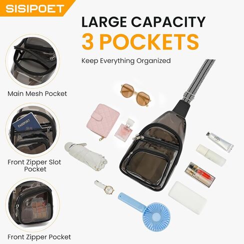حقيبة واضحة لأحداث الاستاد ، حقيبة حفلات Clear Crossbody ، فاني باك للنساء ، انظر من خلال أكياس الاستاد in Kuwait