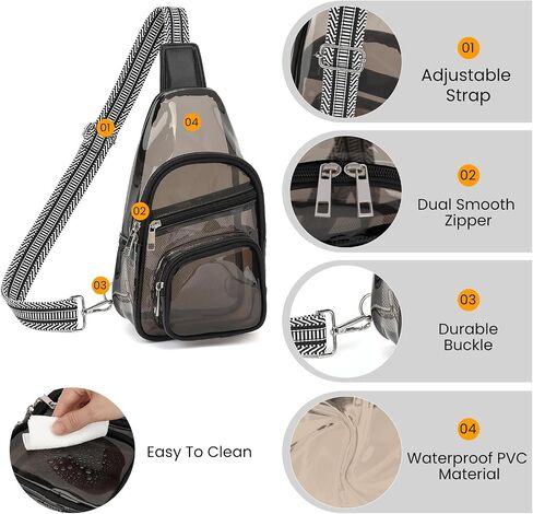 حقيبة واضحة لأحداث الاستاد ، حقيبة حفلات Clear Crossbody ، فاني باك للنساء ، انظر من خلال أكياس الاستاد in Kuwait