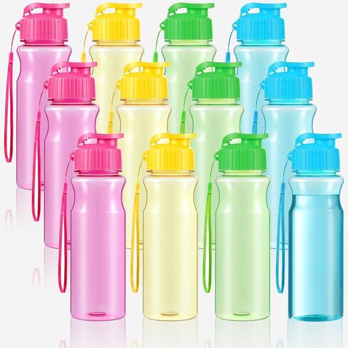 Olgaa 12 Pack Water Bottles Bulk 17 oz End of the Year Gifts for Students Kids from Teacher Reusable Leak Portable Plastic Sports Summer Drink Water Bottles with Handle Strap for Cycling Camping in Saudi Arabia