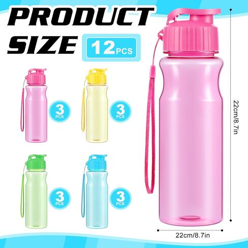 Olgaa 12 Pack Water Bottles Bulk 17 oz End of the Year Gifts for Students Kids from Teacher Reusable Leak Portable Plastic Sports Summer Drink Water Bottles with Handle Strap for Cycling Camping in Saudi Arabia