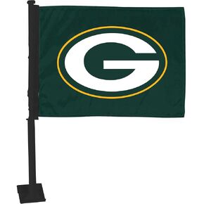 FANMATS NFL - Green Bay Packers 1-pc Car Flag with Black Pole | Green | 11" x 14" | Packers Primary Logo in Kuwait