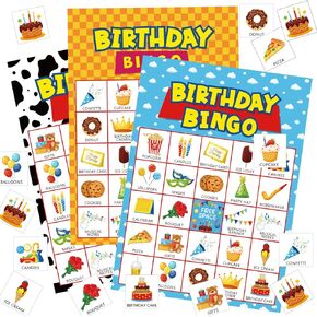 Shappy 35 PCS Toys Birthday Bingo Cards 24 Plateg Cartoon Party Games Toy Toy Fun 3 Colors Bingo Games for School Classroom Family Holday Party Group Trouge Forvors Favors Suppors in Kuwait