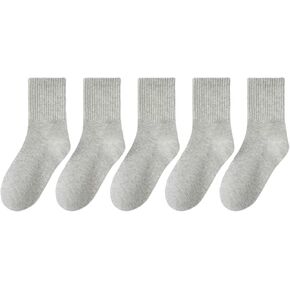 بويز فتيات سلس جوارب طاقم سميكة الجوارب الجوارب المدرسية الناعمة 5-14 سنة الجوارب العجل الأسود أبيض 5 أزواج حزمة in Kuwait