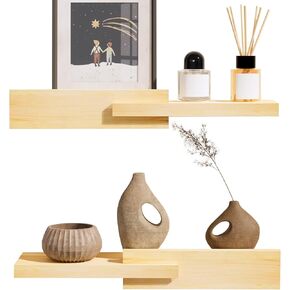 Unique Floating Shelves, Modern Reversible Wall Shelves, Minimalist Wall Mount Hardwood Shelves, Picture Ledge & Frame Display for Bedroom, Living Room, Bathroom, Kitchen, 4.5D x 16.5W Inch in Kuwait