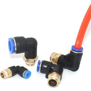 خرطوم الهواء 4 ملم 6/8/10/12 لتر لزاوية اليمنى من الزاوية اليمنى دفع كوع في الاتصال الهوائي النحاس البلاستيكي 10pcs (PL6-03) in Kuwait