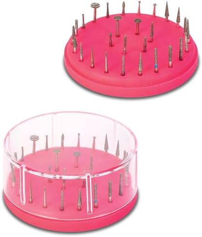 2/Pcs Dental Bur Block Holder Round Magnetic Autoclavable 28 Hole Capacity Dental Bur Organizer (White) in Kuwait