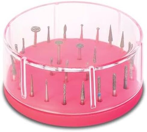 2/Pcs Dental Bur Block Holder Round Magnetic Autoclavable 28 Hole Capacity Dental Bur Organizer (White) in Kuwait