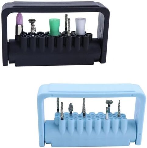 2/Pcs Dental Bur Caddy for 25 Bur Blocks Autoclavable 275°F Dental Color Code Bur Block Holder Silicone Organizer (Neon Blue) in Saudi Arabia