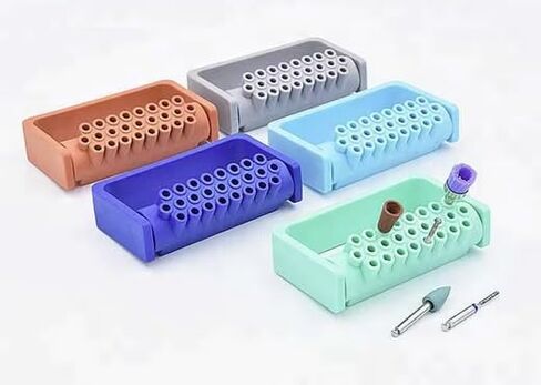 2/Pcs Dental Bur Caddy for 25 Bur Blocks Autoclavable 275°F Dental Color Code Bur Block Holder Silicone Organizer (Neon Blue) in Saudi Arabia