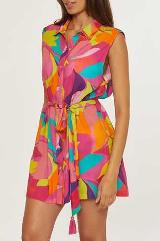 Trina Turk Lilleth Shirt Dress, Collared Button-up, Floral Print, Beach Cover Ups for Women in Saudi Arabia