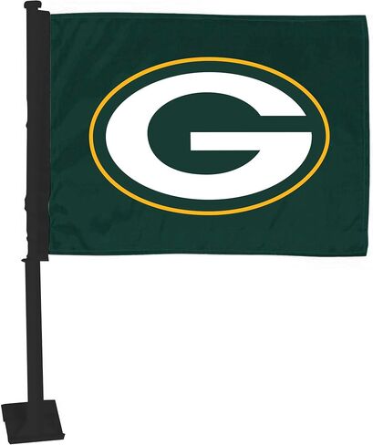 FANMATS NFL - Green Bay Packers 1-pc Car Flag with Black Pole | Green | 11" x 14" | Packers Primary Logo in Kuwait