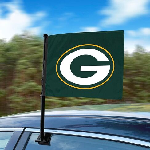 FANMATS NFL - Green Bay Packers 1-pc Car Flag with Black Pole | Green | 11" x 14" | Packers Primary Logo in Kuwait