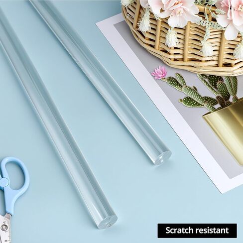 QWORK Acrylic Dowel Rod, 2 Pack 7/8" W x 24" L Clear Acrylic Round Rods for DIY Projects in Saudi Arabia
