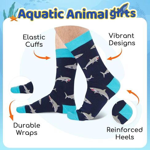 HAPPYPOP Silly Shark Socks for Kids - Crazy Boys Birthday Shark Gifts, Greeting Card Socks Kids 7-9 Years in Kuwait