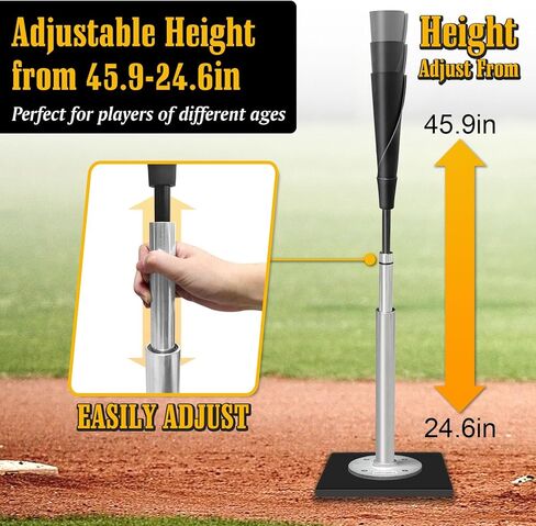 Batting Tee for Baseball,Height Adjustable Baseball Tee for Hitting,Portable Baseball Tee with Rubber Top,Heave Duty Baseball Tees for Hitting,Baseball Softball Batting Tee for Adults in Saudi Arabia