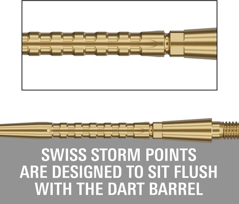 TARGET Darts Swiss Point Storm Dart Points, Surge (3 Pack Set of Tips) 26MM/30MM/35MM – Gold/Silver/Black | Change Dart Points, Swiss Storm Points, Professional Darts Accessories in Saudi Arabia