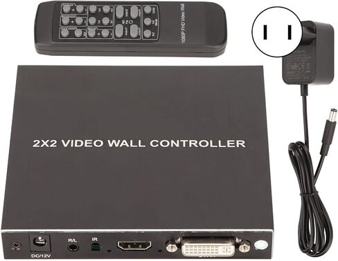 وحدة تحكم جدار الفيديو ejoyous ، 4 قناة DVI TV Wall Controller 180 درجة HD الواجهة متعددة الوسائط معالج العرض مع التحكم عن بعد IR (قابس الولايات المتحدة) in Saudi Arabia