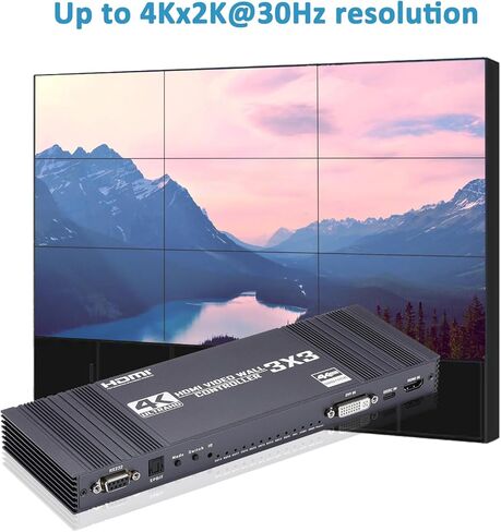 Video Wall Controller 2x2, TV Wall Processor, 4K@30Hz HDMI Multi-Screen Splicing Processor with HDMI+DVI+USB C Input, Support 9 Display Modes 2x2 1x2 1x3 2x1 3x1 in Saudi Arabia