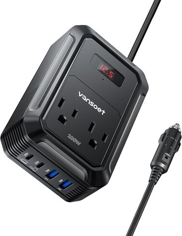200W Car Power Inverter DC 12V to 110V AC Inverter with PD 65W/30W USB C & 2 QC 18W USB Ports & 2 AC Outlets,Car Pluɡ Adapter Outlet for Laptop/Phone/Road Trip in Saudi Arabia