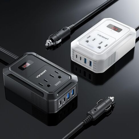 200W Car Power Inverter DC 12V to 110V AC Inverter with PD 65W/30W USB C & 2 QC 18W USB Ports & 2 AC Outlets,Car Pluɡ Adapter Outlet for Laptop/Phone/Road Trip in Saudi Arabia
