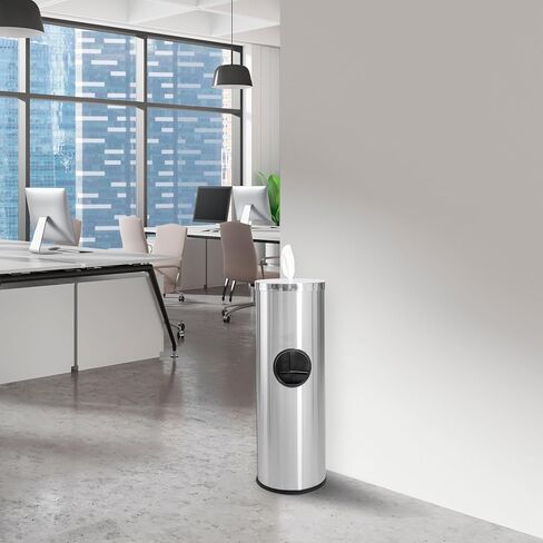 Waste Wise Stainless Steel Floor Stand Wipe Dispenser with Built-in Trash Can: Fits Wipes on Rolls - Perfect for Gyms, Schools/Daycares & Commercial Facilities in Saudi Arabia