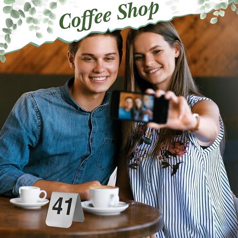 Blulu 50 Pcs Stainless Steel Table Numbers 1-50 Tent Style 3.0 x 2.4 Inch Double Side Restaurants Table Number Card Signs for Wedding Reception Party Banquets Anniversaries Cafes Bars Supplies in Saudi Arabia