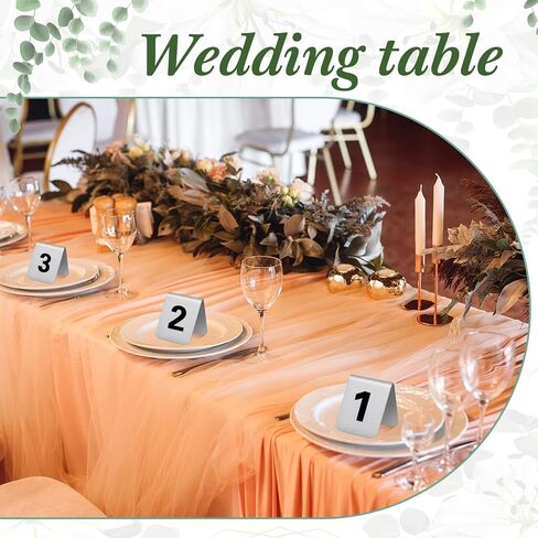 Blulu 50 Pcs Stainless Steel Table Numbers 1-50 Tent Style 3.0 x 2.4 Inch Double Side Restaurants Table Number Card Signs for Wedding Reception Party Banquets Anniversaries Cafes Bars Supplies in Saudi Arabia