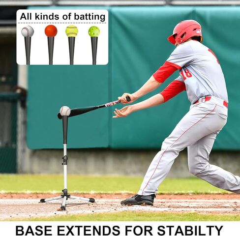 Tee Baseball Batting Tee Softball Tee Travel Travel Teet Tee ، ارتفاع سهل التعديل ، حامل ثلاثي القوائم مستقر in Kuwait