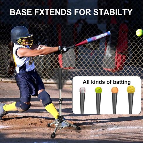 Baseball Tee Batting Tee Softball Tee Portable Travel Hitting Tee,Easy Adjustable Height,Stable Tripod Stand (Baseball Tee, Steel Hue) in Kuwait