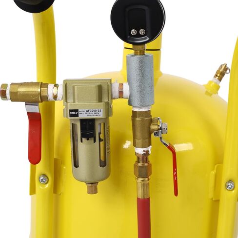 10 Gallon Pot Sandblaster with 125 PSI Pressure, Complete Kit for Paint and Rust Removal, Yellow Steel Construction in Saudi Arabia