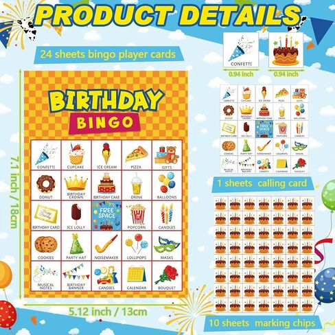 Shappy 35 PCS Toys Birthday Bingo Cards 24 Plateg Cartoon Party Games Toy Toy Fun 3 Colors Bingo Games for School Classroom Family Holday Party Group Trouge Forvors Favors Suppors in Saudi Arabia