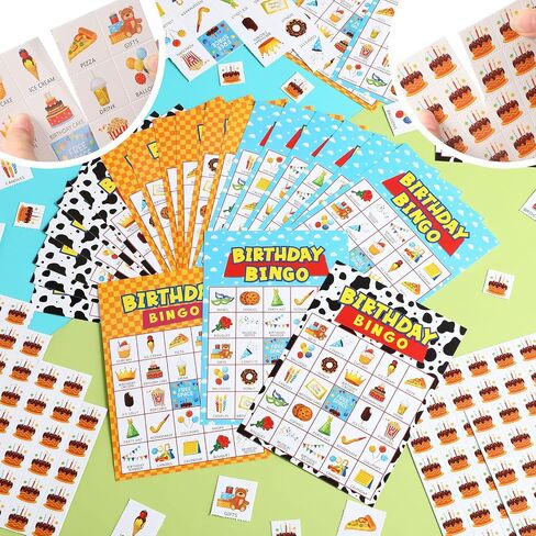 Shappy 35 PCS Toys Birthday Bingo Cards 24 Plateg Cartoon Party Games Toy Toy Fun 3 Colors Bingo Games for School Classroom Family Holday Party Group Trouge Forvors Favors Suppors in Saudi Arabia