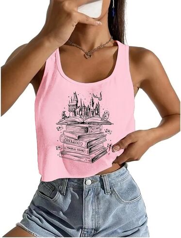 Cropped Flourish and Blotts Tank Tops Cute Book Graphic Crop Tops for Women Wizard Magical Vest Clothes in Kuwait