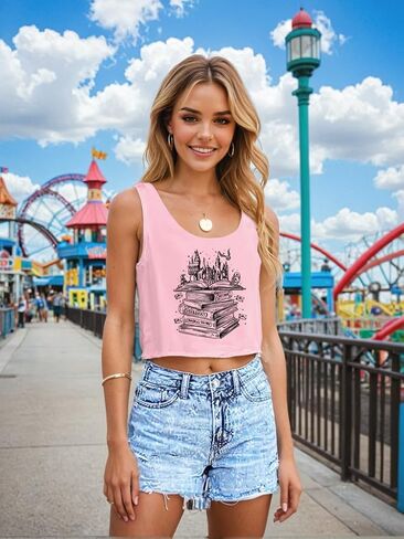 Cropped Flourish and Blotts Tank Tops Cute Book Graphic Crop Tops for Women Wizard Magical Vest Clothes in Kuwait