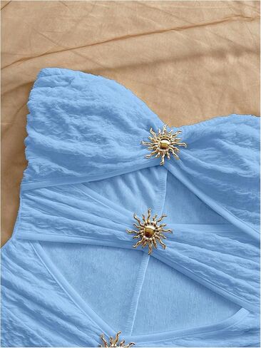 MakeMeChic Women's Summer Short Rompers Twist Bandeau Strapless One Piece Jumpsuits in Kuwait