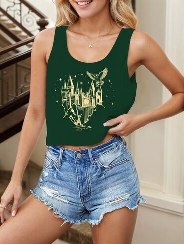 Cropped Flourish and Blotts Tank Tops Cute Book Graphic Crop Tops for Women Wizard Magical Vest Clothes in Kuwait
