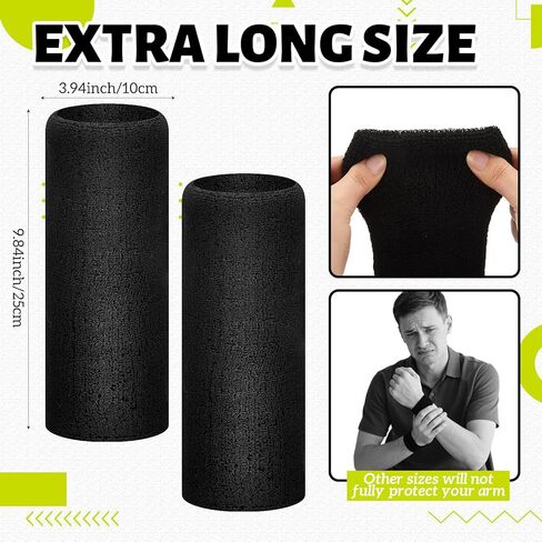 9.84 Inch Extra Long Wristbands Sweatbands Long Wristbands Bulk Wrist Sweatbands for Men Women Weight Loss Football Gymnastics Events Workout Running Outdoor Activity in Saudi Arabia