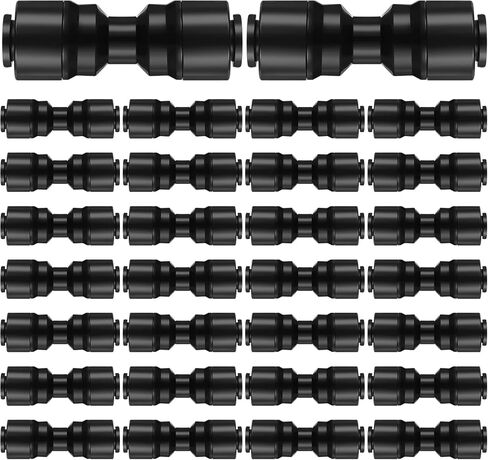 30 PCS 1/4 "موصلات تي شيرت للري للأنبوب تجهيزات الأجزاء السريعة للأنبوب ل 1/4 بوصة (6.35 مم) أنابيب الري أو الرش (الأسود ، موصل ثنائي الاتجاه) in Saudi Arabia
