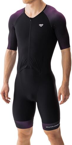 MY KILOMETRE Men’s Triathlon Suits Short Sleeve Tri Suit Racing Triathlon Suit – Quick Dry, Padded, Zipper Pocket in Saudi Arabia