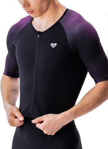 MY KILOMETRE Men’s Triathlon Suits Short Sleeve Tri Suit Racing Triathlon Suit – Quick Dry, Padded, Zipper Pocket in Saudi Arabia