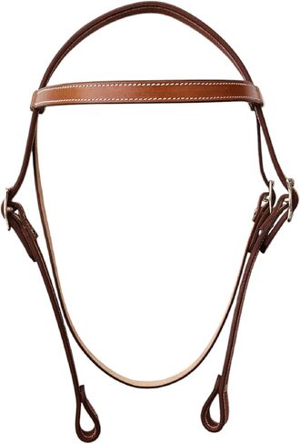 Western Leather Latigo Browband Headstall Double Stitched Brown Bridle for Horse, Equestrian Gifts for Horses in Kuwait