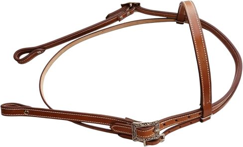 Western Leather Latigo Browband Headstall Double Stitched Brown Bridle for Horse, Equestrian Gifts for Horses in Kuwait