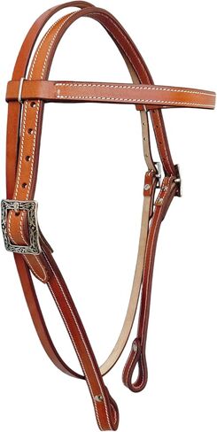 Western Leather Latigo Browband Headstall Double Stitched Brown Bridle for Horse, Equestrian Gifts for Horses in Kuwait