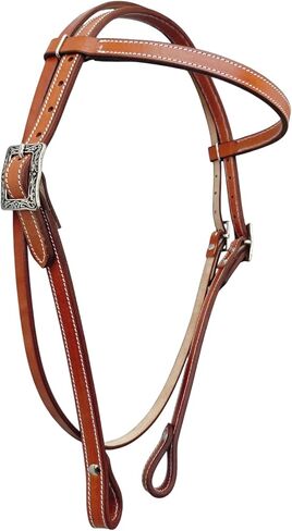 Western Leather Latigo Browband Headstall Double Stitched Brown Bridle for Horse, Equestrian Gifts for Horses in Kuwait