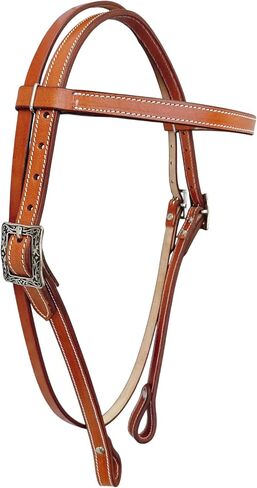 Western Leather Latigo Browband Headstall Double Stitched Brown Bridle for Horse, Equestrian Gifts for Horses in Kuwait